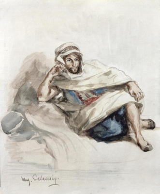 Seated Arab (w/c on paper) od Delacroix