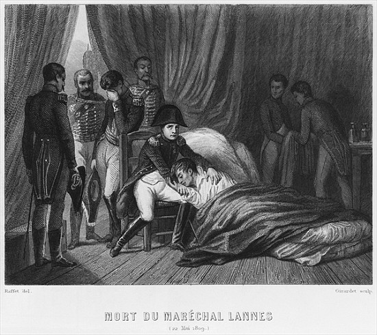 Last moments of Marshal Lannes, Duke of Montebello, at the battle of Essling on 22nd May 1809; engra od Denis-Auguste-Marie Raffet