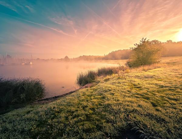 Cospudener See im Nebel und Sonnenaufgang od Dennis Wetzel