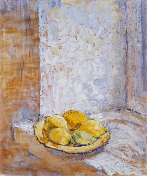 Lemons on the window sill, 1993 (board)  od Diana  Schofield