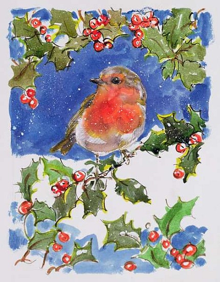 Christmas Robin, 1996 (w/c)  od Diane  Matthes