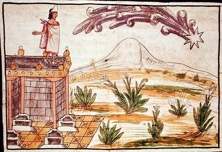 Montezuma II (1466-1520) watching a comet od Diego Duran