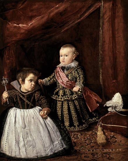 The infante Baltasar of Carlo with a dwarf od Diego Rodriguez de Silva y Velázquez