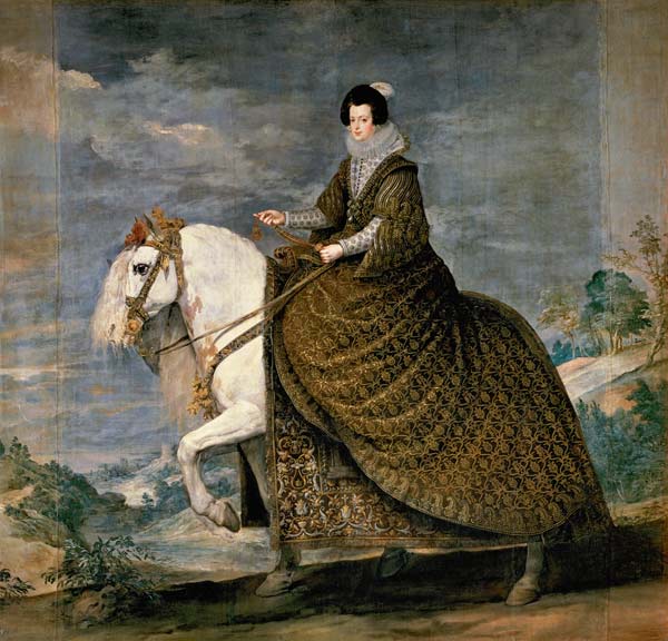 Isabella of Bourbon (wife Philipps IV) . to horse od Diego Rodriguez de Silva y Velázquez