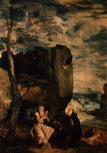 St. Anthony the Abbot and St. Paul the First Hermit od Diego Rodriguez de Silva y Velázquez