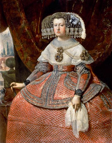 Queen Maria Anna of Spain in a red dress od Diego Rodriguez de Silva y Velázquez