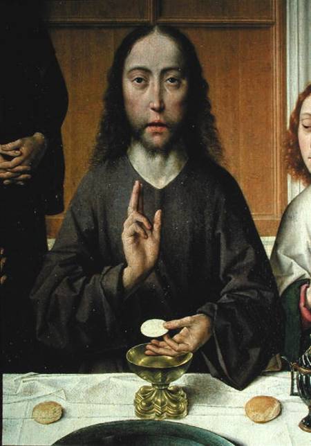 Christ Blessing, detail from the Altarpiece of the Last Supper od Dieric Bouts d. Ä.
