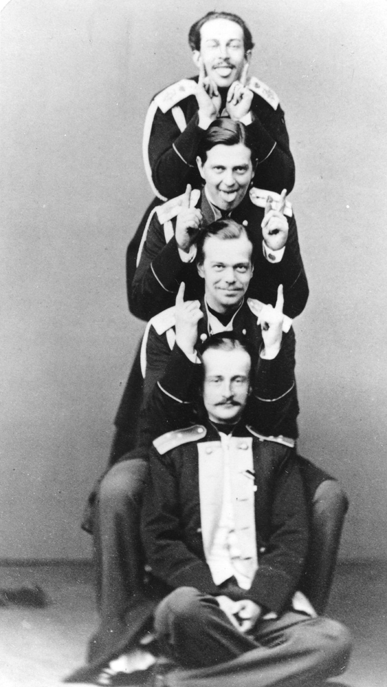 Grand Duke Alexander with brother Vladimir and cousins Nicholas Maximilianovich and Sergei Maximilia od Dimitrij Grigorjewitsch Lewizkij