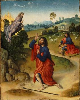 Moses and the Burning Bush, with Moses Removing His Shoes