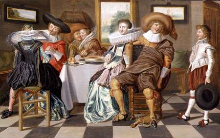 Elegant Figures Feasting at a Table od Dirck Hals