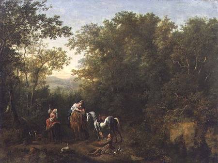 A Hawking Party in a Wooded Landscape od Dirk Maes