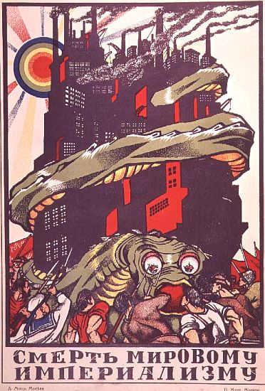 Poster depicting a monster wrapped round a city, from The Russian Revolutionary Poster by V. Polonsk od Dmitri Stahievic Moor
