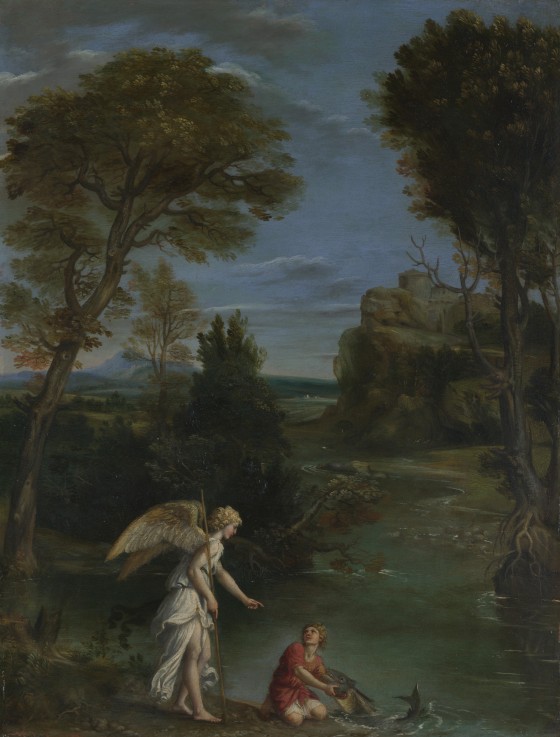 Landscape with Tobias laying hold of the Fish od Domenichino (eigentl. Domenico Zampieri)