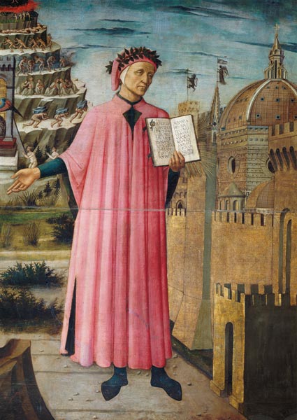 Dante reading from the 'Divine Comedy' (detail) od Domenico  di Michelino