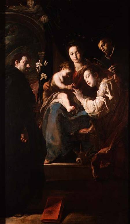 Mystical marriage of St. Catherine and the Christ Child with Peter the Martyr od Domenico Fetti
