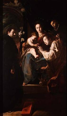 Mystical marriage of St. Catherine and the Christ Child with Peter the Martyr