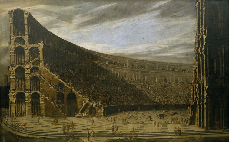 Perspective of a Roman amphitheatre od Domenico Gargiulo