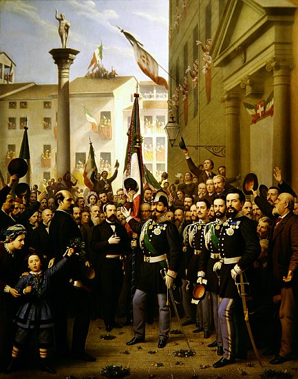 Victor Emmanuel II decorating the flag with the gold medal on 10th June 1848 in Vicenza od Domenico Peterlin