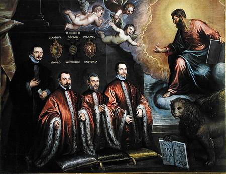 Saint Mark in glory and a portrait of three lawyers and a notary od Domenico Tintoretto