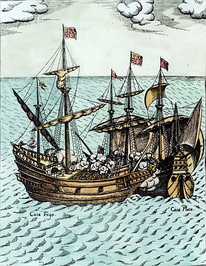 A Spanish Treasure Ship Plundered Francis Drake (c.1540-96) in the Pacific od Dutch School