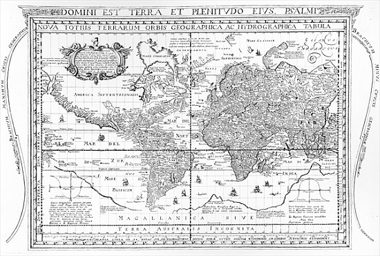 Nova Totius Terrarum Orbis Geographica Ac Hydrographica Tabula od Dutch School
