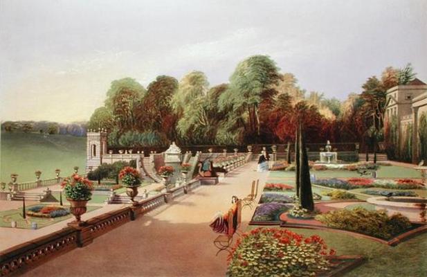 The Upper and Lower Terrace Gardens at Bowood, from 'Gardens of England', published 1857 (chromolith od E. Adveno Brooke