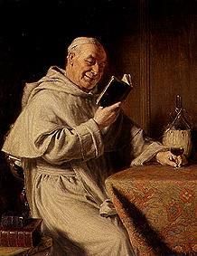 Reading monk with red wine-glass. od E. Gruetsner