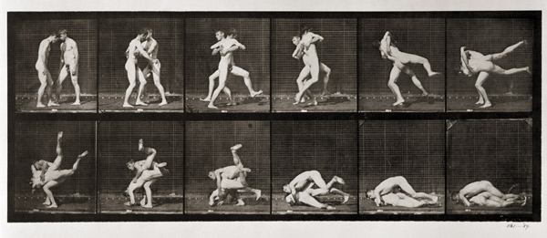 Two Men Wrestling, plate 347 from ''Animal Locomotion'', 1887 (b/w photo)  od Eadweard Muybridge