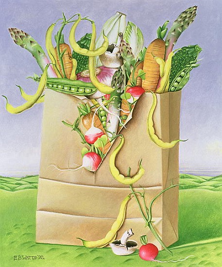 Paper Bag with Vegetables, 1992 (acrylic)  od E.B.  Watts