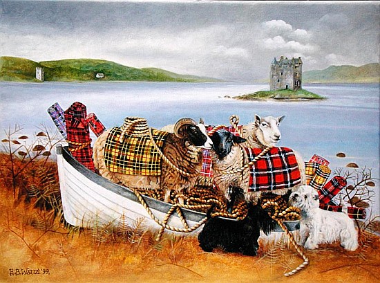 Sheep with Tartan, 1999 (acrylic on canvas)  od E.B.  Watts