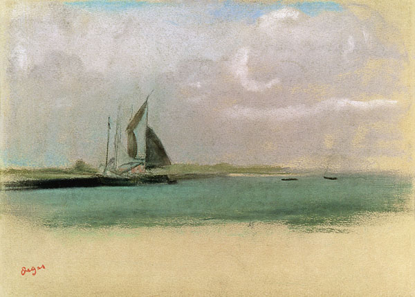 Fishing boats moored in the harbour od Edgar Degas