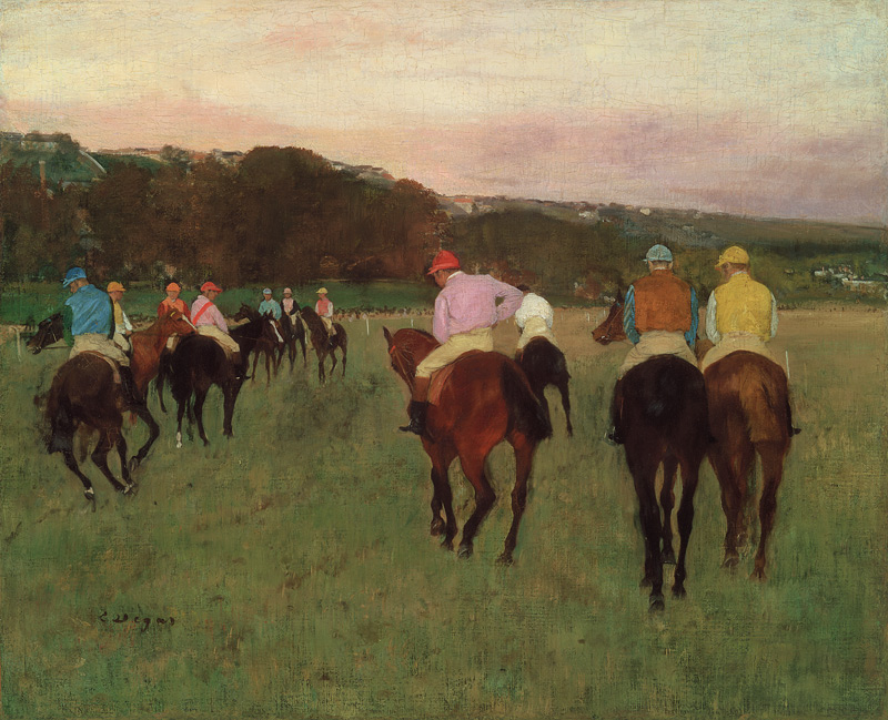 Racehorses in Longchamp od Edgar Degas