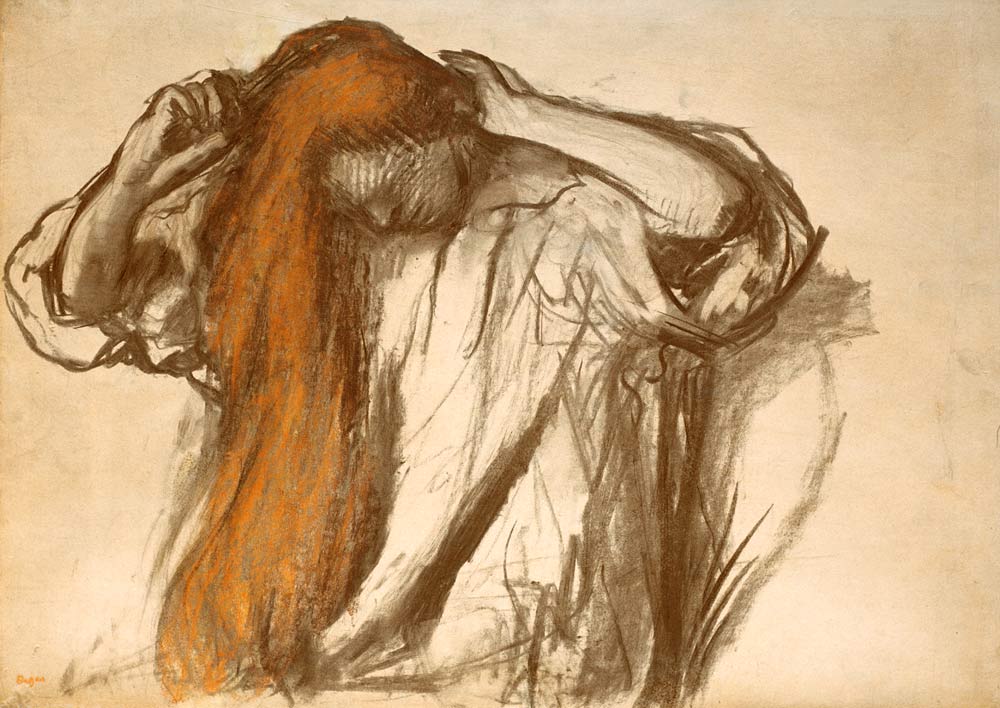 Woman combing her hair od Edgar Degas