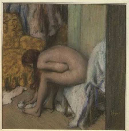 After the Bath, Woman Drying her Left Foot od Edgar Degas