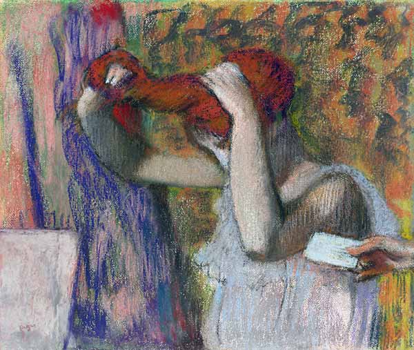 Frau beim Frisieren, der Brief od Edgar Degas