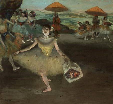 Dancer with bouquet, curtseying od Edgar Degas