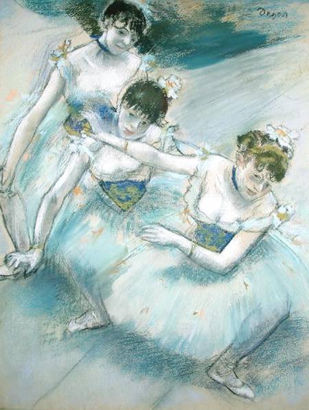 Three Dancers in a Diagonal Line on the Stage od Edgar Degas