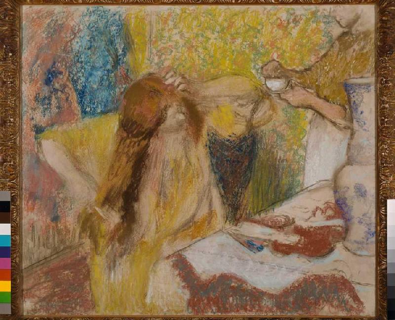 Woman and housemaid combing himself od Edgar Degas