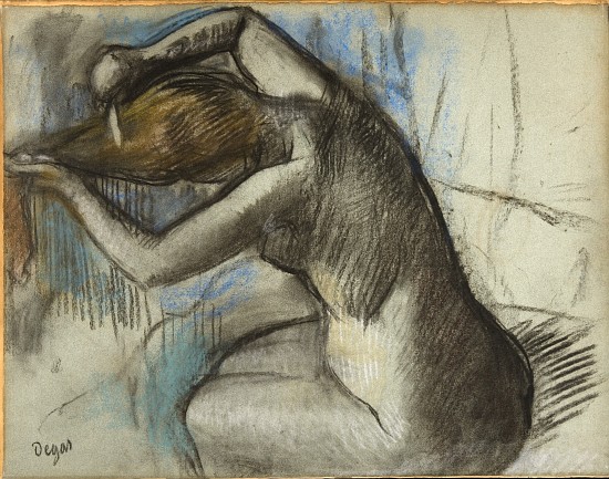 Seated Nude Woman Brushing her Hair od Edgar Degas