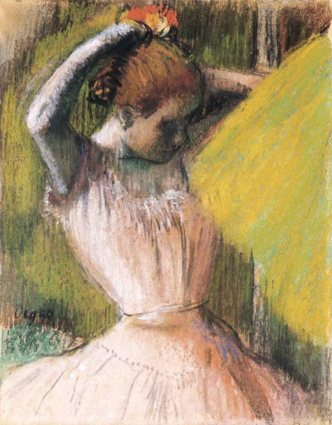 Sich frisierende Tänzerin od Edgar Degas