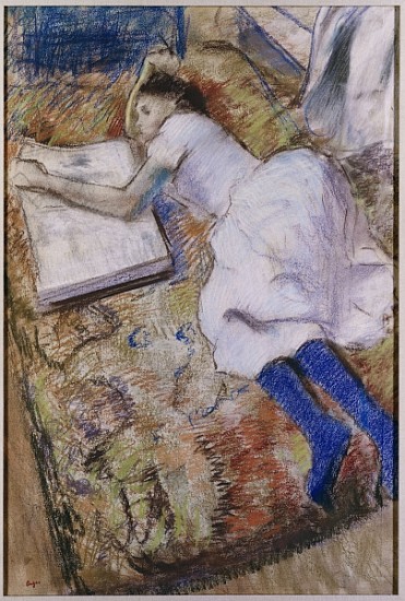 Young Girl Stretched Out Looking at an Album, c.1889 od Edgar Degas