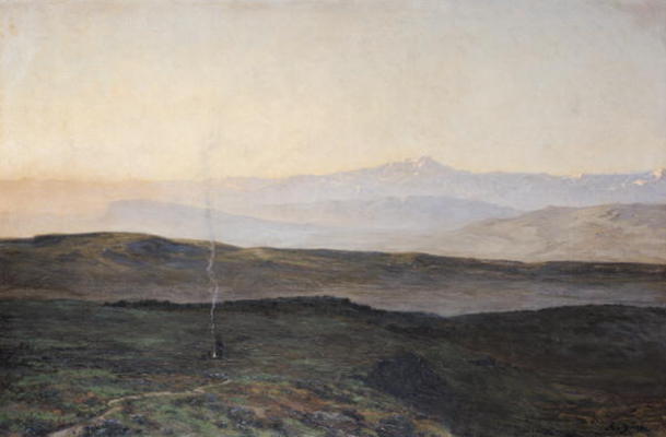 View of the Pyrenees from Plague (oil on canvas) od Edmond Yarz