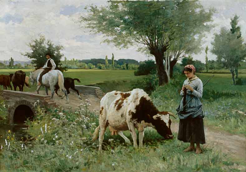 La vache bien gardee (Die gut gehuetete Kuh) od Edouard Debat-Ponsan
