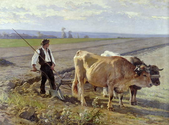 The Furrow, 1897 (oil on canvas) od Edouard Debat-Ponsan