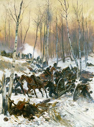 Artillery Combat in a Wood during the Siege of Paris od Edouard Detaille