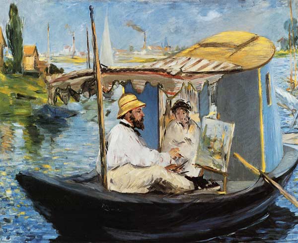 Monet painting on his Studio Boat od Edouard Manet