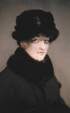 Mery Laurent (1849-1900) Wearing a Fur-Collared Cardigan