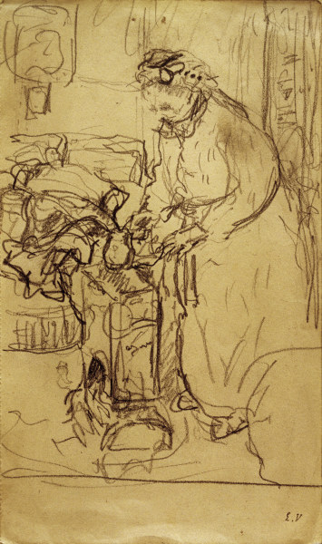 Madame Vuillard devant un poele a od Edouard Vuillard