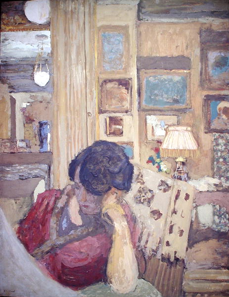 Mme Hessel seated in front of a glassed armoire, 1906 (oil on canvas)  od Edouard Vuillard