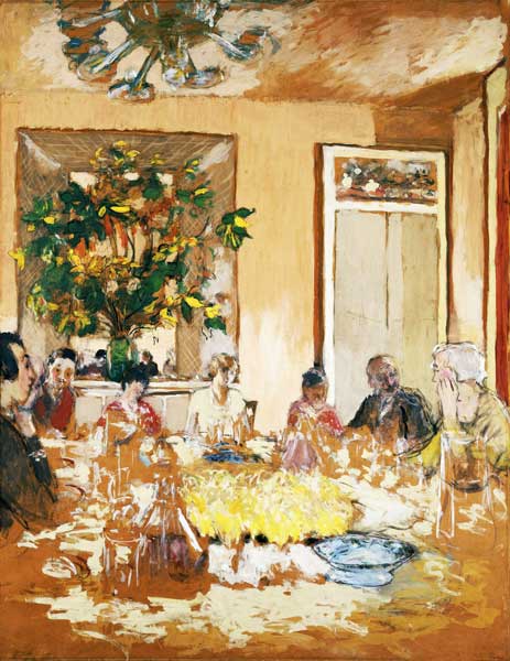 The Dining Room at Chateau de Clayes, 1938 (distemper and charcoal on paper)  od Edouard Vuillard